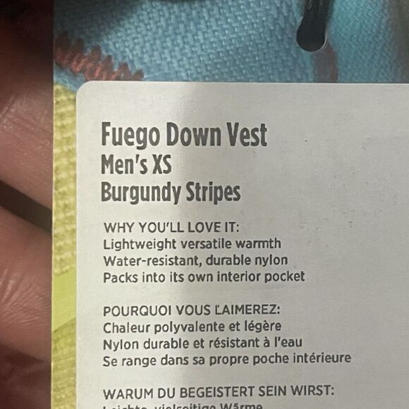 COTOPAXI Fuego Down Vest Men’s XS Burgundy Stripes NEW Retro Outdoors Hiking - Picture 4 of 13